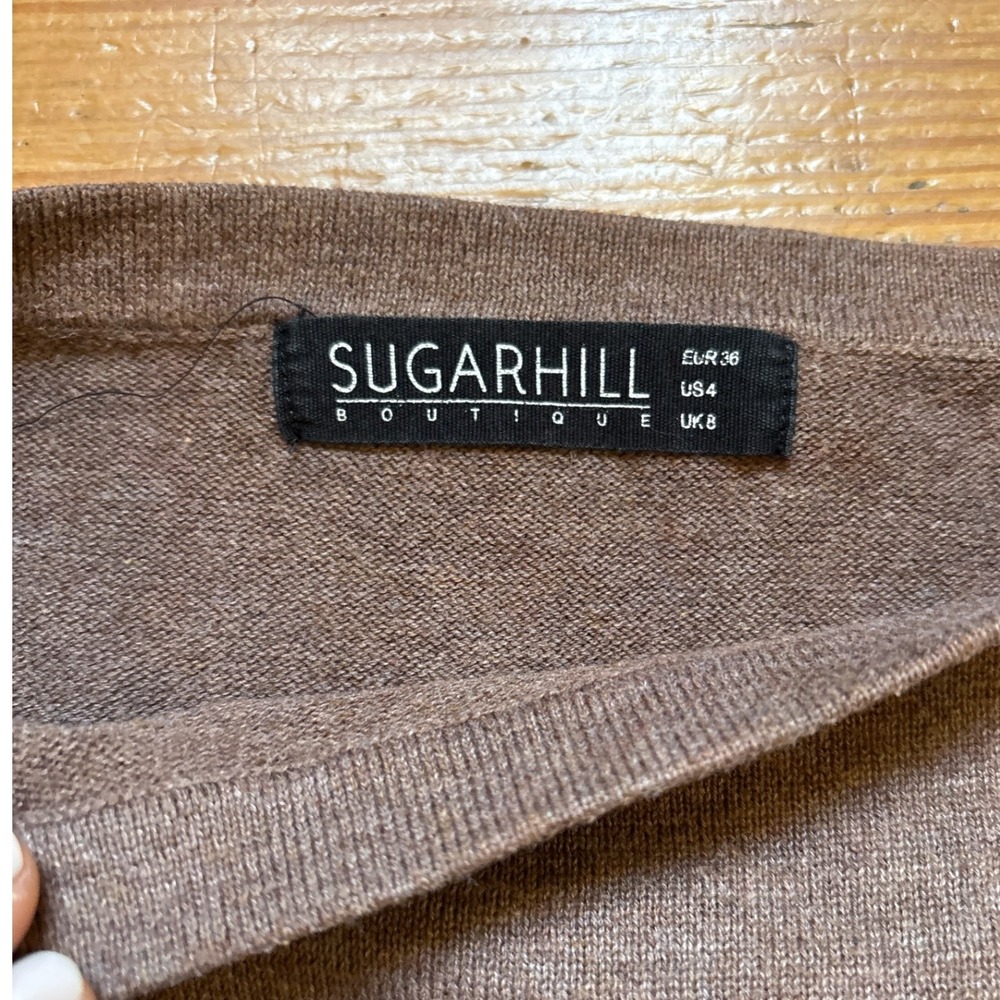 Sugarhill Boutique Swan Sweater Women Brown Excellent Cotton Intarsia SIZE 4 - Picture 3 of 6